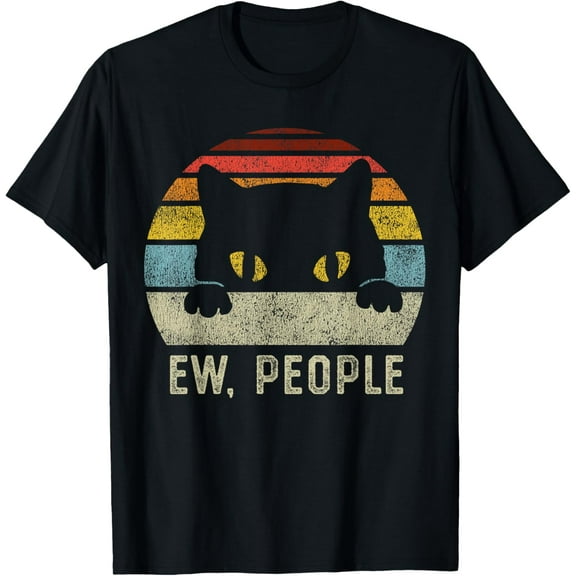 Ew People Retro Cat Funny Vintage Anti Social Introvert T-Shirt TShirt