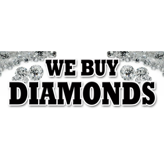 12" WE BUY DIAMONDS DECAL sticker jewelry appraisal watches stones ring gems