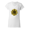 thumbnail image 2 of Wild Bobby, Artsy Cheetah Leopard Print Sunflower, Fashion, Women Standard V-Neck Tee, White, 2XL, 2 of 3