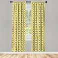 thumbnail image 5 of Ambesonne Retro Window Curtains, Classic Checkered Striped, Each 28" W x 84" L, Marigold Green Cream, 5 of 5