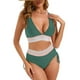 thumbnail image 2 of Traje de Baño de Cintura Alta de las Mujeres V-Cuello Ajuste de Cordón Ajustado Junta Dividida Conjunto para la Playa Piscina Verano, 2 of 9