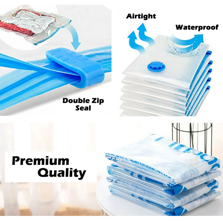 Spacemore Premium Reusable Vacuum Storage Bags Jumbo 40 X 30 (6 Pack),  Save 80% Storage Space With Vacuum Sealed Compression Bags & Leak Valve,  Space Saver solution, Travel Hand Pump Included 