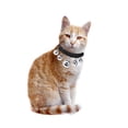 thumbnail image 2 of Collar tejido a mano con cascabel pequeño ajustable y hueco para mascotas, collar personalizado para perros, talla M, color negro, 2 of 7
