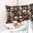 thumbnail image 4 of Kdxio Cotton Pillow Cases 16"x24" Pillowcases,Soft and Breathable Bedroom Pillow Cases-rock record Skull-No Pillow Core, 4 of 5