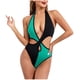 thumbnail image 1 of Trajes de Baño de Bikini de Mujer, Bloqueo de Color Sexy Correa sin Espalda Bikini, Traje de Baño de Corte Alto Retro, 1 of 8