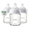 Philips Avent Glass Natural Baby Bottle, 4oz, 3pk, SCF701/37