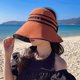 thumbnail image 4 of 56-58cm circunferencia de la cabeza ajustable mujer vacía sombrero para el sol verano ala grande anti-ultravioleta playa sombrero de pescador a rayas, 4 of 5