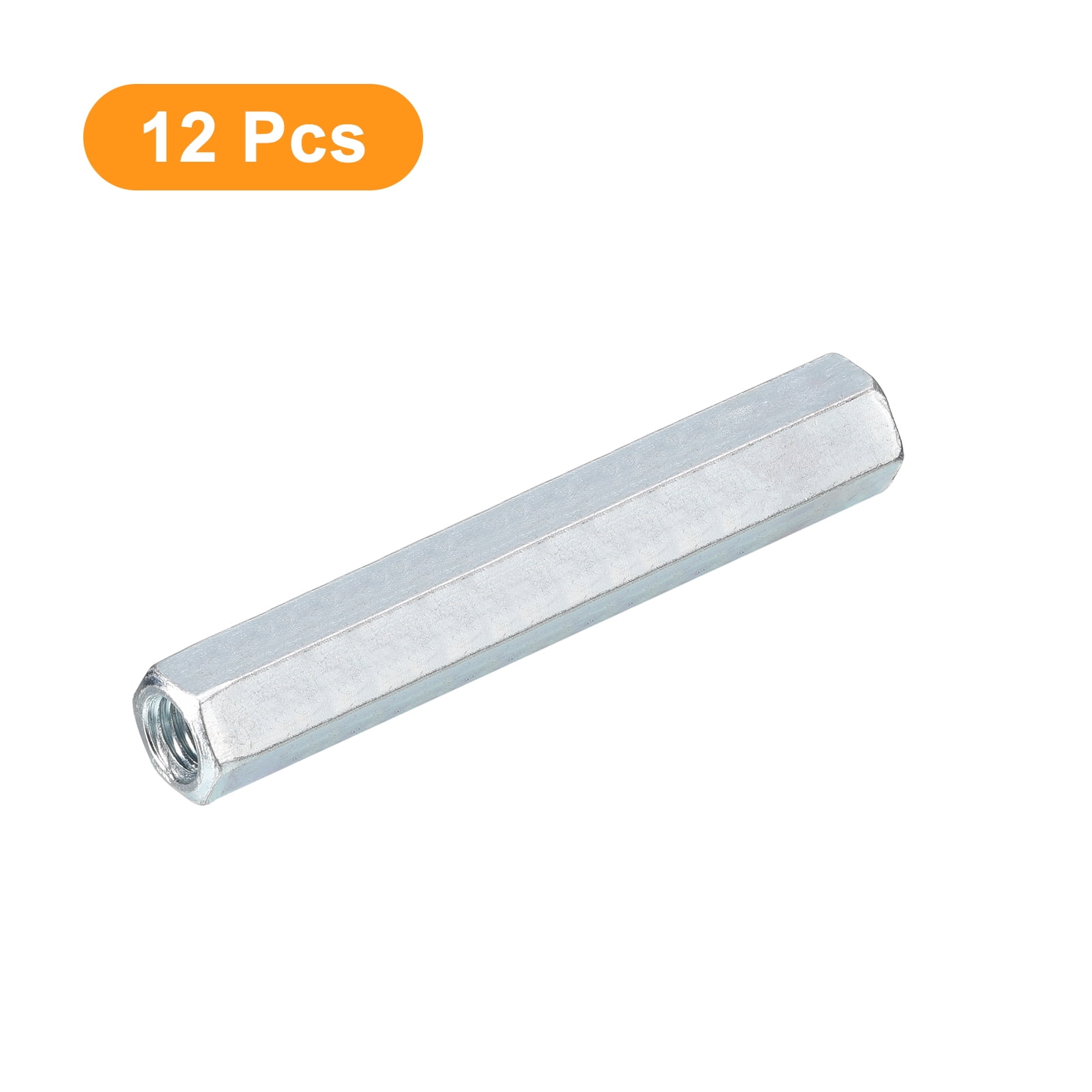 12pcs M6x10x60mm Coupling Nuts - Galvanized Carbon Steel Hex Threaded Rod Coupler for Furniture, Electronic, Industrial