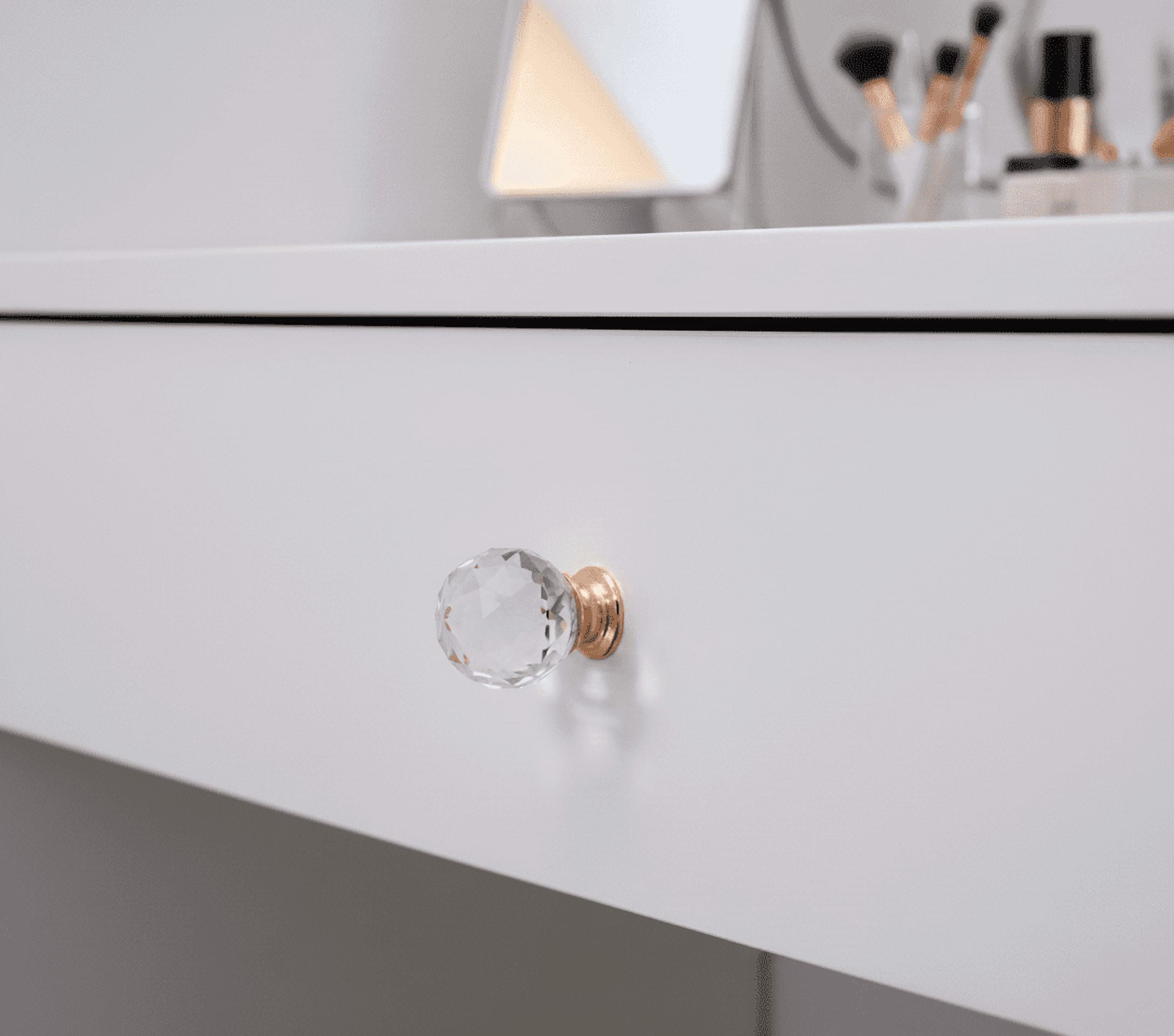 Boahaus Rose Gold Crystal Ball Cabinet Knobs Set of 10 with 1-Inch Diameter Glamorous Drawer Pulls