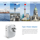 thumbnail image 3 of Adaptador Argentina Viaje, Universal Australiano Enchufe de Corriente con 3 USB (1 USB C), Cargador Tipo C con 4 Salidas Xtellar blanco, 3 of 4
