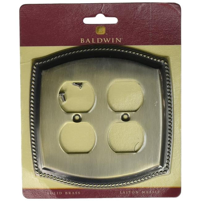 Baldwin 4794050 Double Outlet Rope Switch Plate, Antique Brass