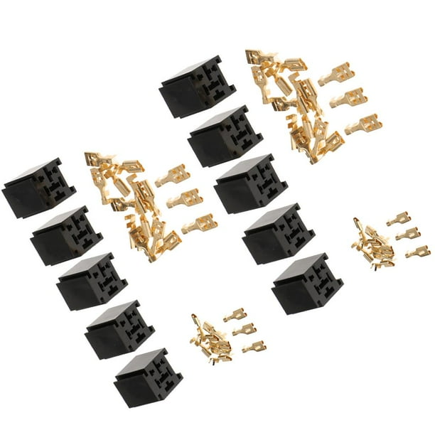 10 Paquetes 12V 80A Auto Car Relay Holder Conector de 4 piezas con Terminales