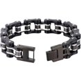 thumbnail image 2 of Silking Jewelry 重金属不锈钢男士摩托车自行车链手链黑色手镯 16 毫米 8.6 英寸, 不锈钢, 2 of 6
