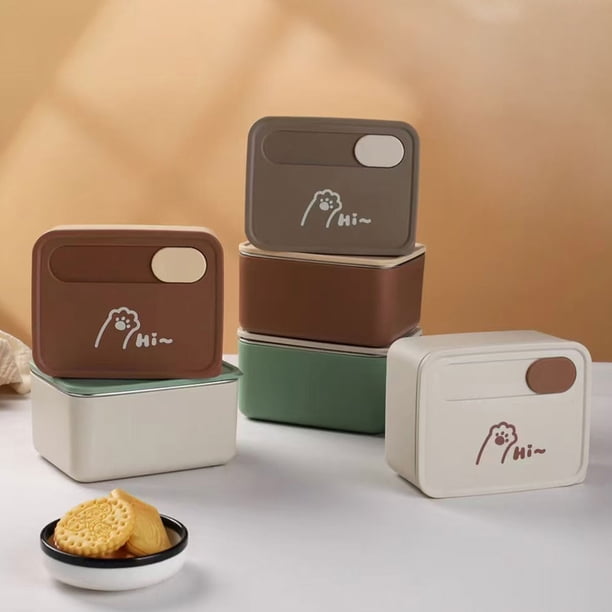 Caja de conservación de alimentos de acero inoxidable | 304 Contenedor de almuerzo de grado alimenticio | Caja de almacenamiento sellada a prueba de fugas | Apto para microondas | Apilable