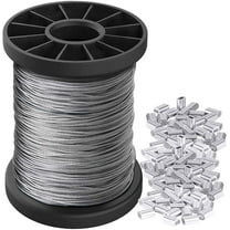 Picture Hanging Wire 1.5mm Up to 150lbs,100Feet(30.5M) Stainless Steel Wire Spool with 40Pcs Aluminum Crimping Loop Sleeve,Heavy Hanging Kit for Photo Frame Picture,Artwork,Mirror,String Light Hanging