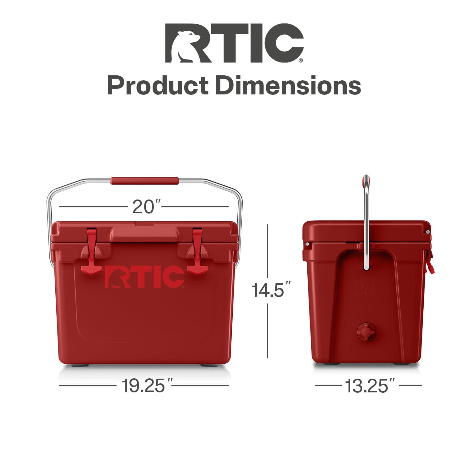RTIC 20 QT Ultra-Tough Rotomolded Hard-Sided Ice Chest Cooler, Fits 30 Cans, Black Cherry