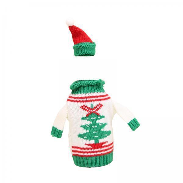 funda para botella de Navidad,cubierta para botella de vino de Navidad,sombrero decorativo,suéter hecho a mano para botella de vino,decoración para fiesta,suministros de decoración navideña