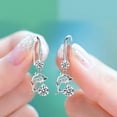 thumbnail image 6 of SmartBy 1 Pair Korean Style Hook Earrings Dolphin Design Shiny Rhinestones Drop Earrings Women Mid-length Earrings, 6 of 6