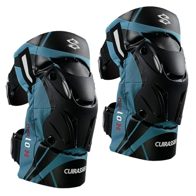 koolsoo 2x K01-3 Motorcycle Knee Pads, Shock Resistant Knee Brace for Motocross Racing Reflective Light Blue