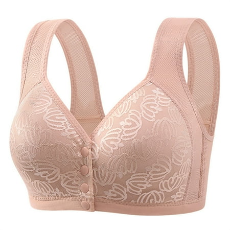 Weikingp Bras for Women  Bras for Seniors Older Women Front Closure Bras Bra No Underwire Plus Size Front Button Bra Breathable Bralettes for Women Plus Size Lingerie Clearance Grey C