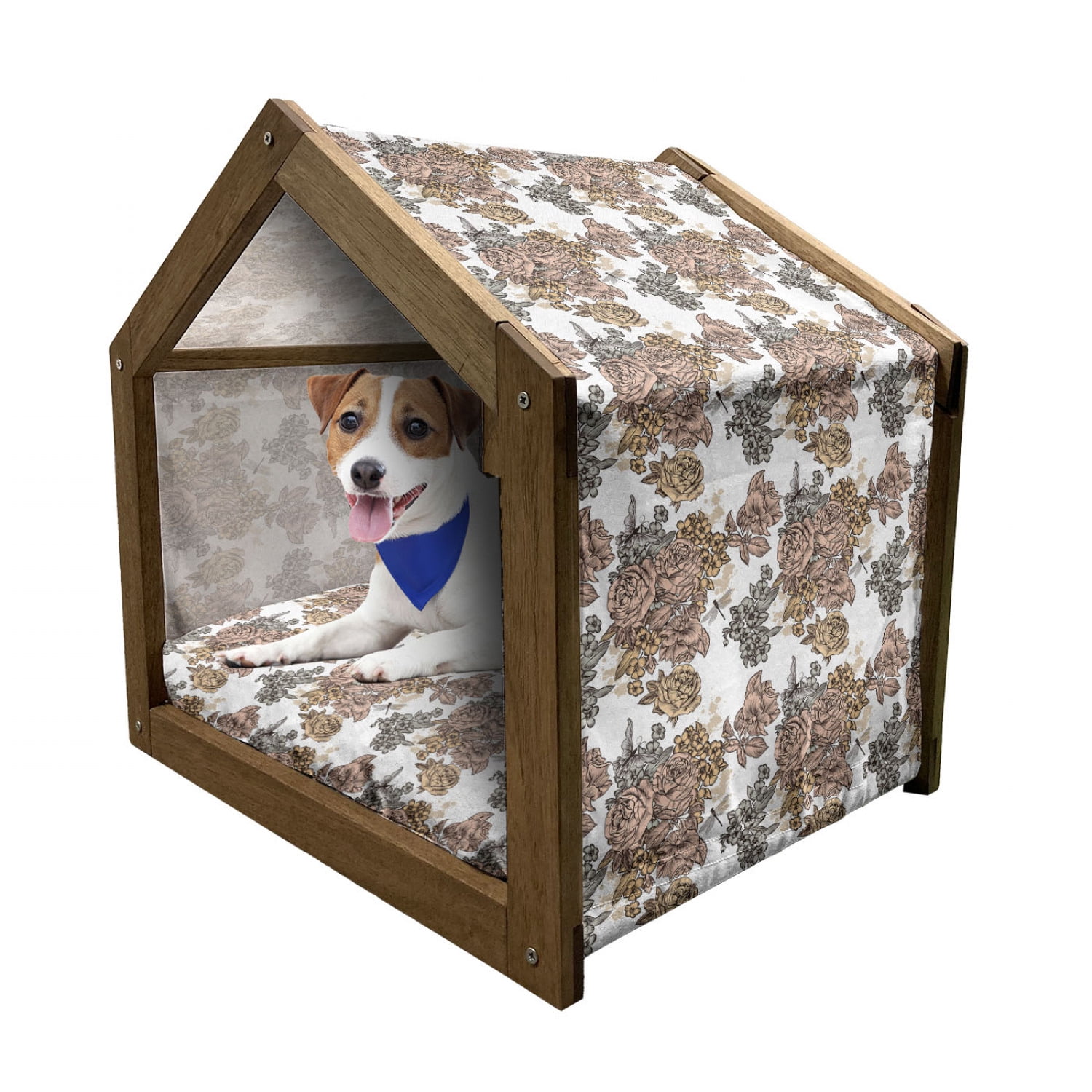Vintage Pet House, Antique Victorian Garden Pattern with Romantic Roses ... - Portable Vintage Dog Kennel