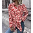 thumbnail image 2 of Blusa de mujer Poliéster Estampado de leopardo Cuello de solapa Un solo pecho Camisa de manga larga para mujer para fiesta de trabajo diaria, 2 of 7