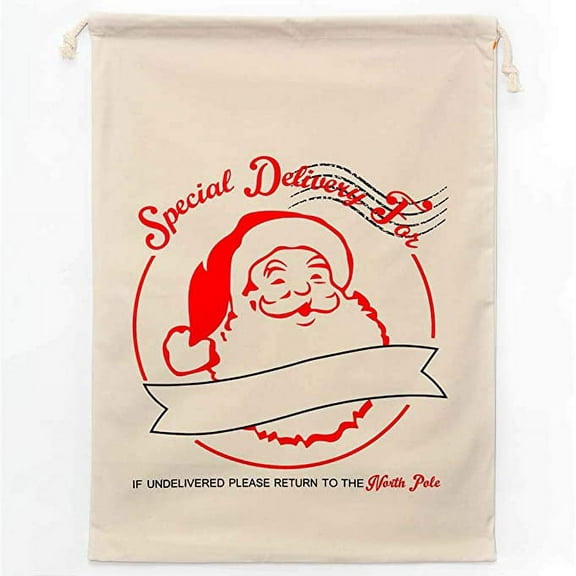 Personality Case Christmas Drawstring Bag – From the North Pole – 100% Cotton – 19” x 26.25” – Personalized & Printed with Quote – Reusable Sack for Christmas Gifts, Holiday Storage & Decorations