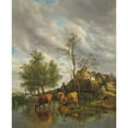 thumbnail image 3 of Thomas Sidney Cooper 12x14 Black Modern Framed Museum Art Print Titled - A Brook in the Meadows (1872), 3 of 5