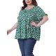 thumbnail image 4 of Blusa de peplum con volantes de cuello redondo para mujer de tallas grandes Agnes Orinda 3X blanca y verde, 4 of 6