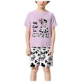 thumbnail image 5 of Quealent Toddler Baby Girls Clothes Watermelon T-shirt + Linen Shorts with Belt Cute Summer Short Set Light Purple for Size 3-4 Years, 5 of 6