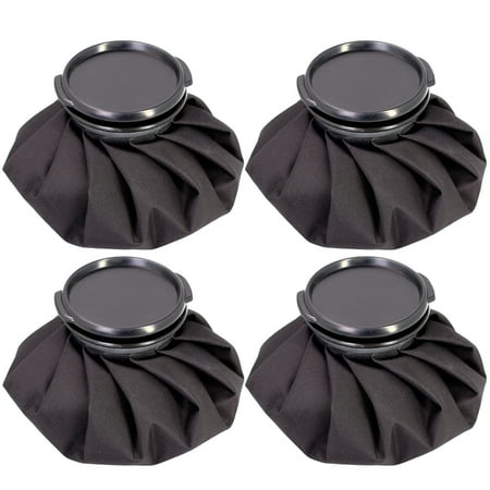 Ueasy Black Ice Bag 4 Packs Reusable Ice Packs for Injuries Hot Water Bags Cold Packs for Headache Shoulder Wrist Knee Menstruation Pain Relie