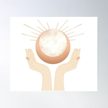 Moon And Hands Poster Wall Art, Modern Wall Decor, 8x12 UNFRAMED