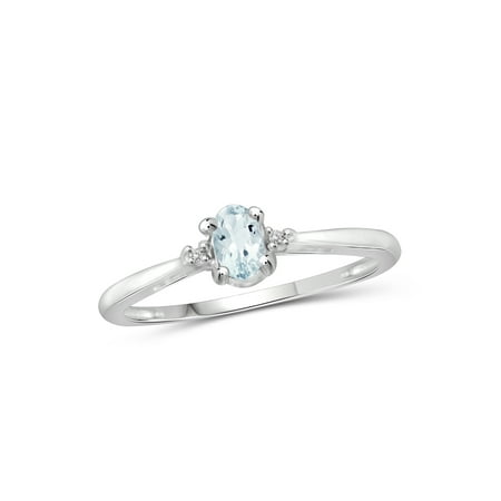 Aquamarine Jewelry - JewelersClub 1/4 Carat T.G.W Aquamarine and Accent White Diamond Sterling Silver Ring