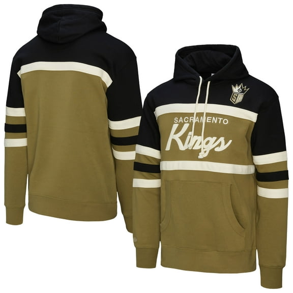 Men's Mitchell & Ness Olive/Black Sacramento Kings Double Clutch Head Coach Hoodie