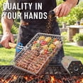 thumbnail image 3 of Grill Basket, Removable Wooden Handle, 304 Stainless Steel, BBQ Rolling Tools, Smoker Grilling Accessories for Vegetable Fish, Outdoor Cooking Camping, Birthday Gifts for Men Dad Husband, 3 of 7