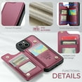 thumbnail image 6 of Fun-Casery for iPhone 14 Case with Card Holder, RFID Blocking Wallet Case Durable PU Leather Kickstand Slim Heavy Duty Shockproof Protective Case for iPhone 14,Winered, 6 of 9