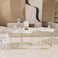 thumbnail image 5 of Nesting Coffee Table Set of 2 Modern Round Black Faux Marble Wood Table,Side Table Gold Metal Frame Oval End Table Small Space for Living Room,Bedroom,Studio Apartment Essential, 5 of 7