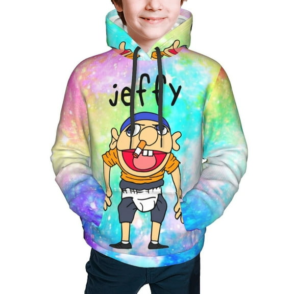 SML Jeffy Kids' Hoodie 3d Print Sweatshirt Soft Pullover Hooded With Big Pockets For Boys Or Girls Small