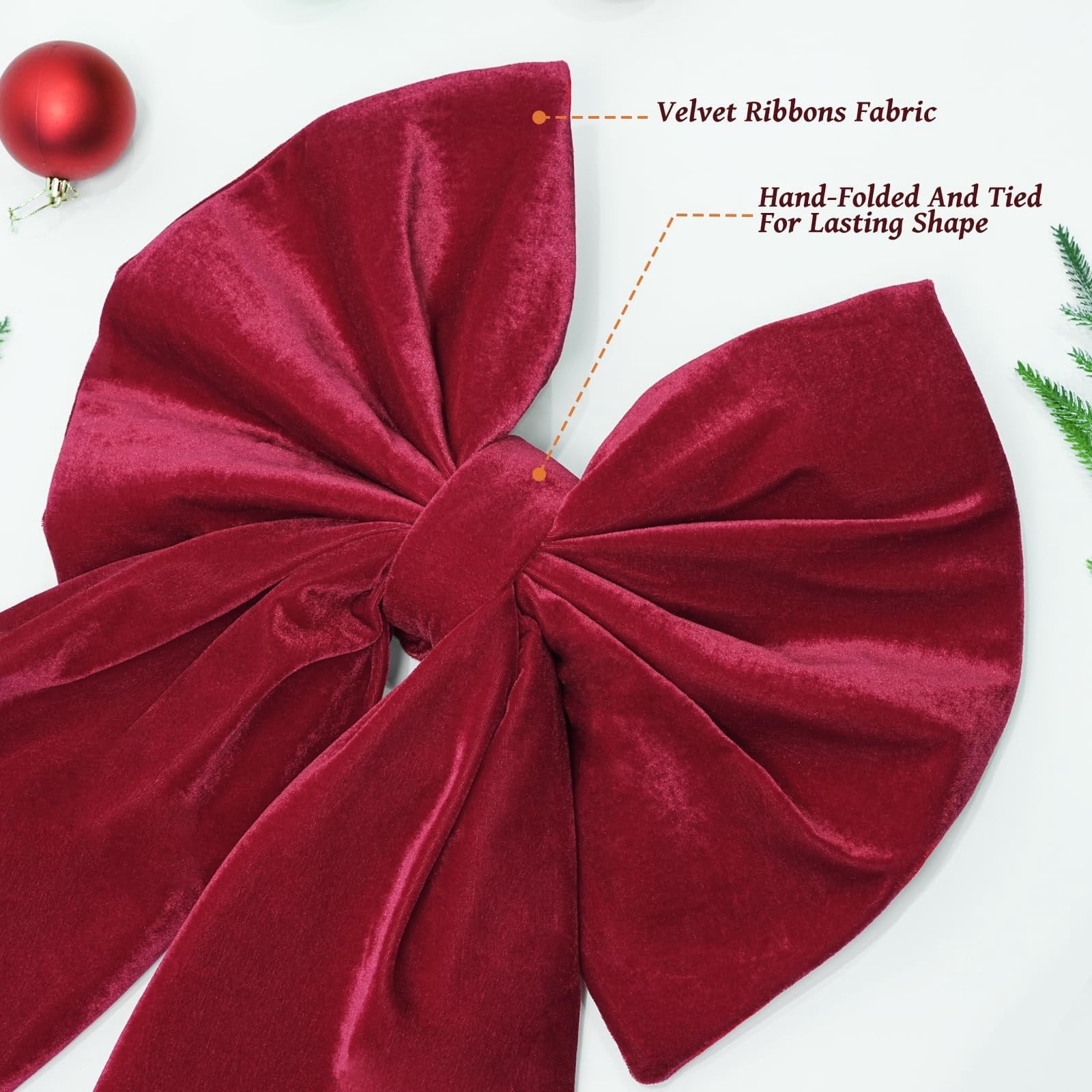 Eespoir 2PCS Large Christmas Bow 36x18 Inches, Red Velvet Bows, Christmas Tree Topper, For Wreaths Mantle Door Xmas Decorations