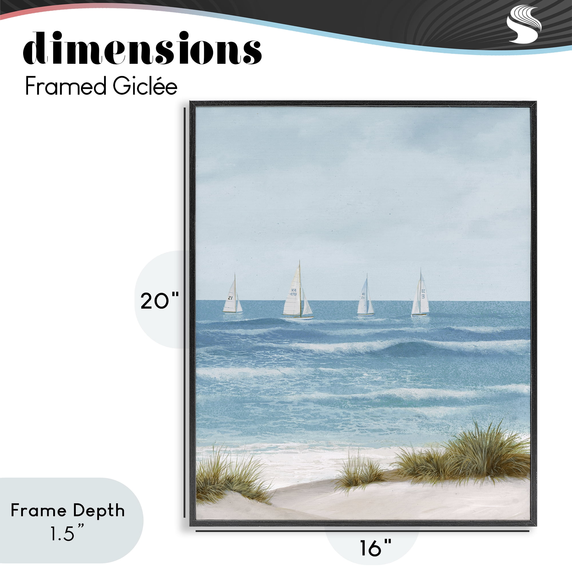 Stupell Industries Boats Sailing Away Black Framed Giclee Art, design by Lorenzo Collective