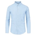thumbnail image 1 of Camisa de vestir para hombre, manga larga, clásica, color sólido, ajustada, con botones Azul claro L Unique Bargains Camisa, 1 of 6