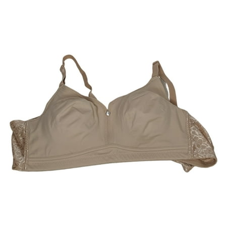 

Breezies Sz 38B Jacquard Back Smoothing Wirefree Bra Beige A473390 Regular Size