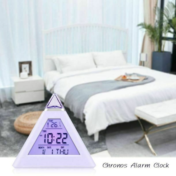 Reloj despertador digital eléctrico con LED que cambia de color y funciona con pilas, calendario para dormitorio infantil