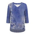 thumbnail image 6 of 3/4 Length Sleeve Womens Tops V Neck Casual Tunic Tops Basic Shirts Loose Fit Blouse Purple XL, 6 of 7