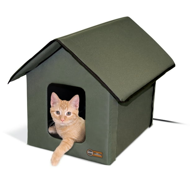 K&H Pet Products Outdoor Kitty House Cat Shelter (Unheated) Olive/Olive