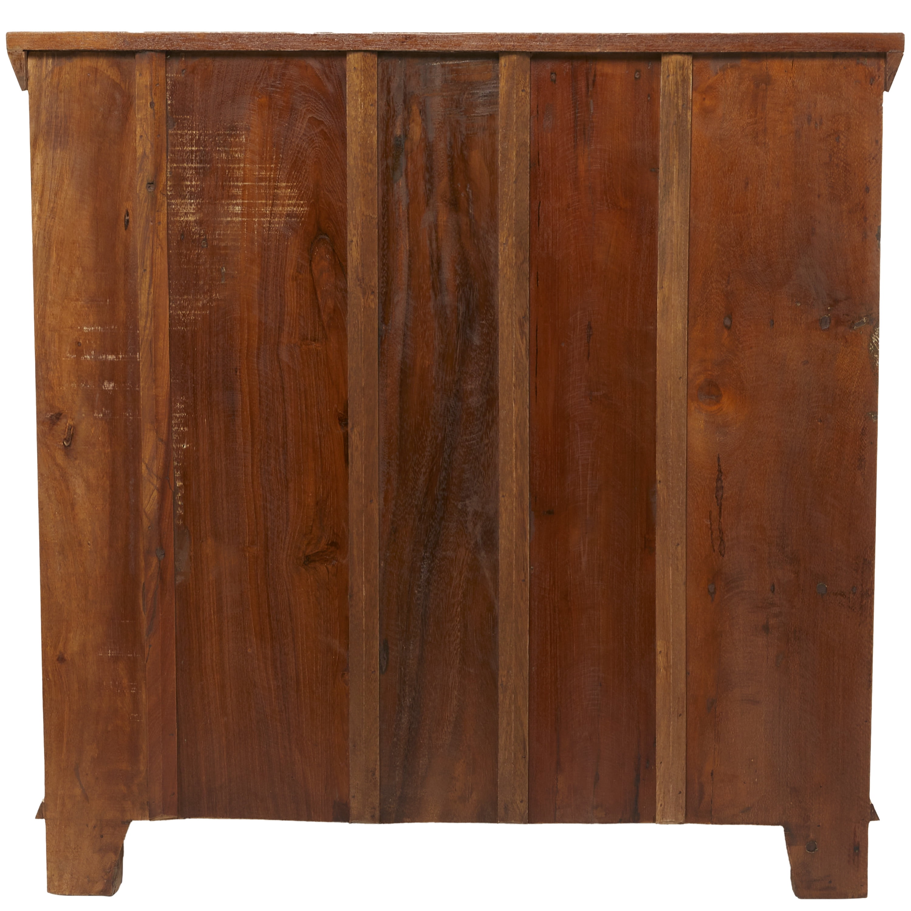 DecMode Rustic Wood Vintage Cabinet 36"W x 36"H with Overall Distressed Brown Finish and Worn Off Details