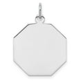 thumbnail image 1 of FB Jewels SS Rh-plt Engraveable Octagon Polished Front/Satin Back Disc Charm, 1 of 4