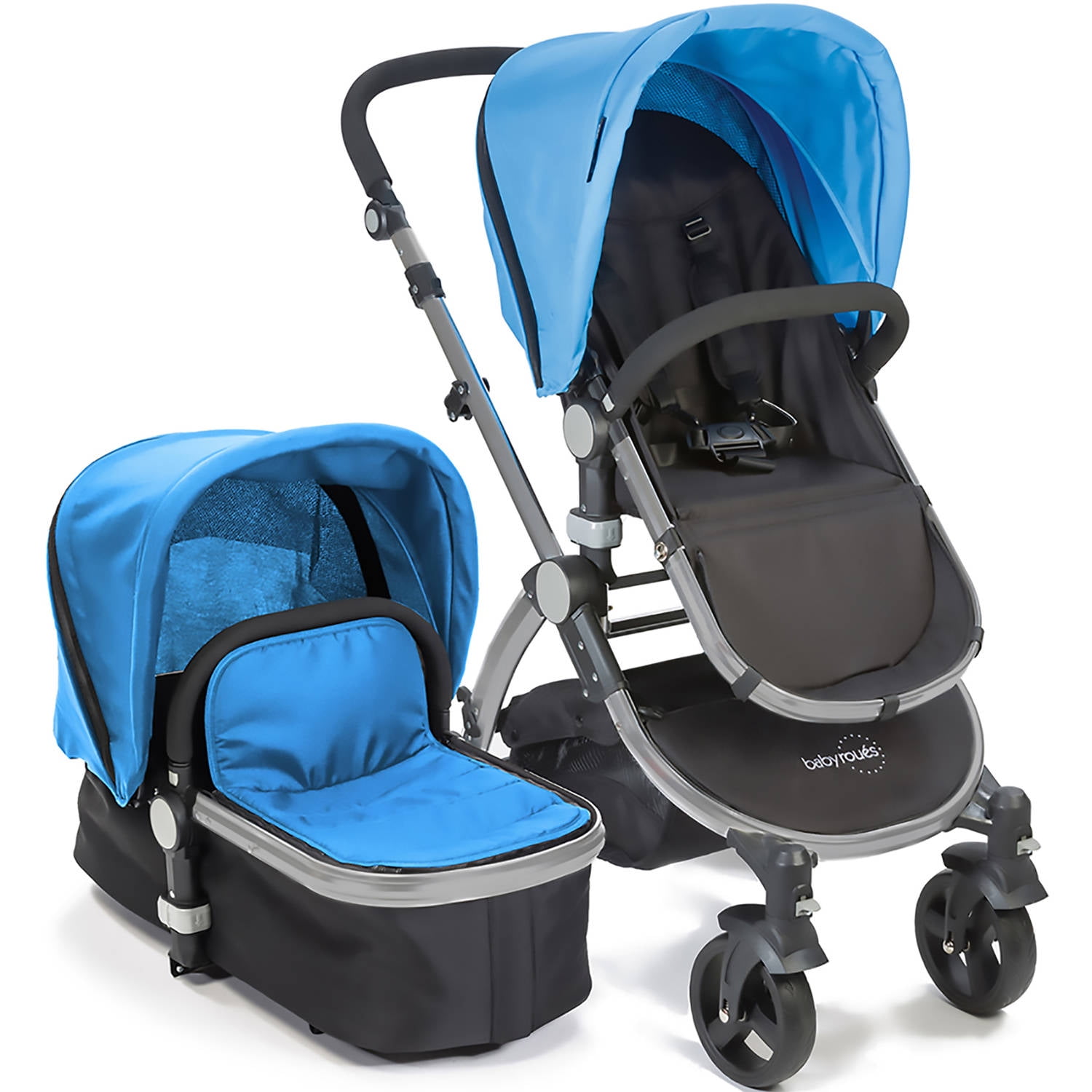 Babyroues Letour II Stroller with Black Frame, Blue Fabric