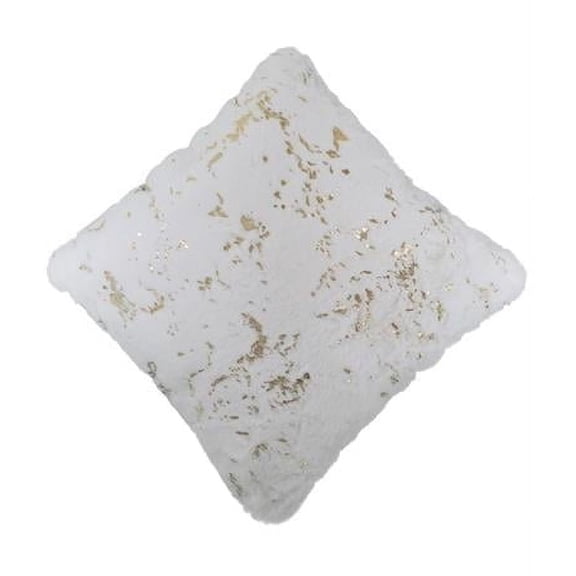 18 x 18 in. Faux Rabbit Fur Square Pillow, White & Gold
