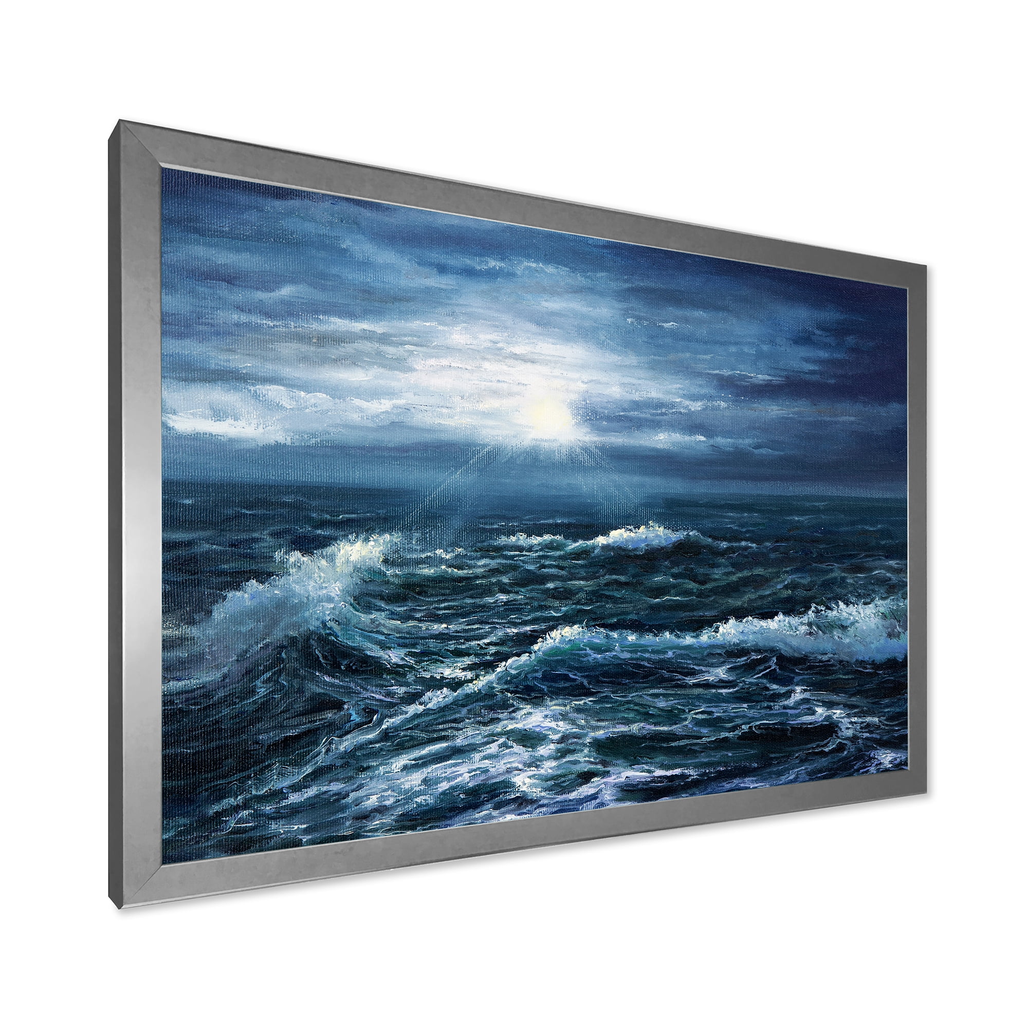 Designart 'Morning Glow Through The Ocean Waves' Nautical & Coastal Framed Art Print